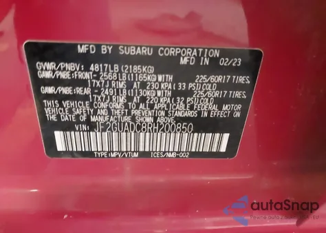 2024 Subaru Crosstrek Premium from USA, damaged, VIN JF2GUADC8RH200850